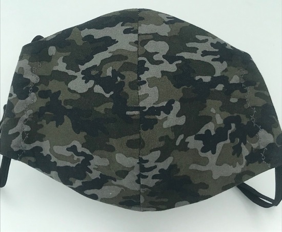 Camouflage With White On Grey Polka Dot Reverse  - Reversible Limited Edition Face Mask image 1